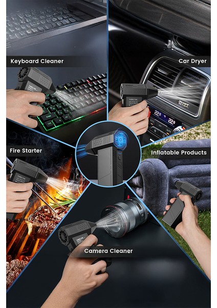 Işıklı Mini Turbo Jet Fan 130000RPM Kablosuz Toz ve Hava Üfleyici – Pc Klavye, Araba Temizleme Aracı indirimleri
