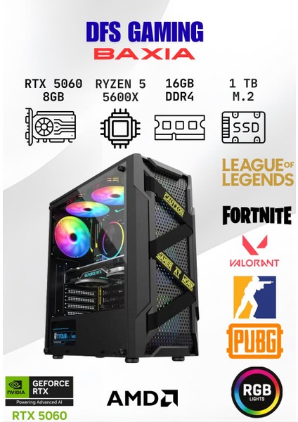Dfs Gaming Baxıa Ryzen 5 5600X-A520M-RTX 5060 8GB-16GB Ram-1tb Nvme M.2 Ssd-Oyuncu Bilgisayarı Sistem Tavsiyesi