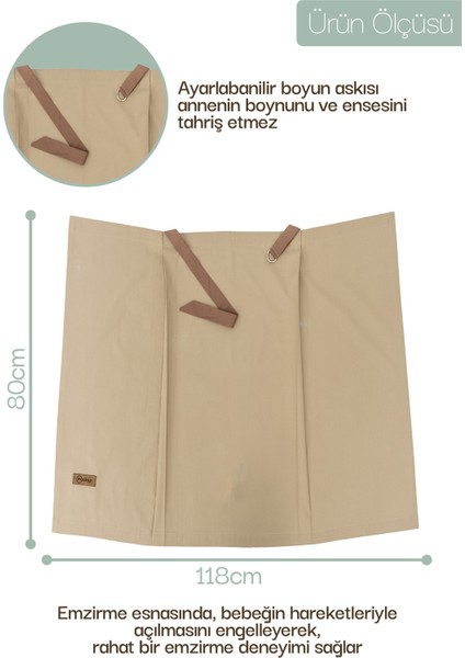 Çok Amaçlı Bebek Emzirme Örtüsü Panço Tasarım XL 100 Pamuk 80x118 cm Rahat Kullanım