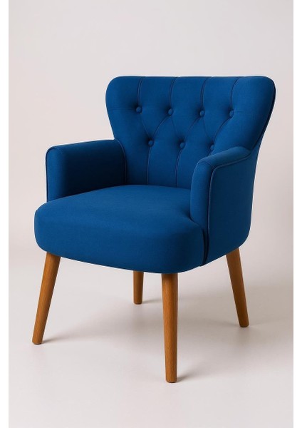 Roma Berjer Modern Tekli Koltuk -Babyface Kumaş - Ahşap Demonte Ayak - Saks Mavi Renk fırsatları