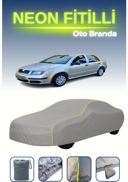 Gri [skoda Fabia Sedan 2001 - 2006] Uyumlu Neon Fitilli Araba Brandası, Su ve Toz Geçirmez indirimleri