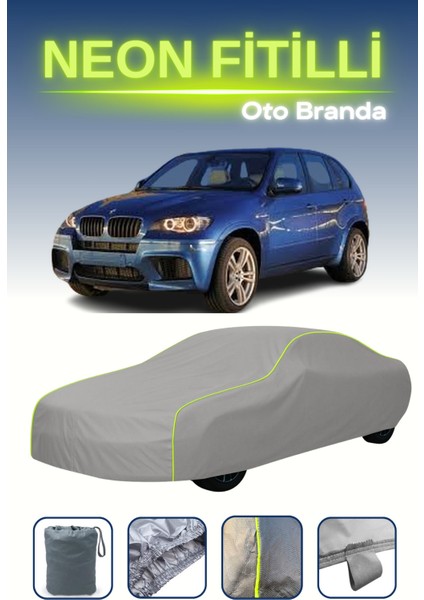 Gri [bmw X5M 2009 - 2014] Uyumlu Neon Fitilli Araba Brandası, Su ve Toz Geçirmez indirimleri