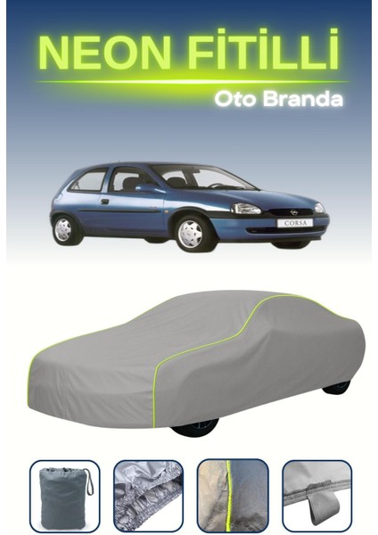 Gri [opel Corsa B] Uyumlu Neon Fitilli Araba Brandası, Su ve Toz Geçirmez indirimleri