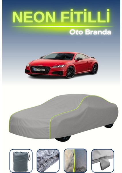 Gri [audi Tts Coupe 2018 - 2021] Uyumlu Neon Fitilli Araba Brandası, Su ve Toz Geçirmez indirimleri
