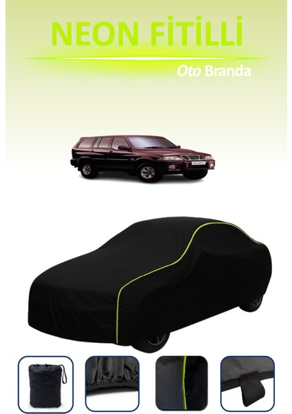 Siyah [ssangyong Musso Sports 1998 - 2005] Uyumlu Neon Fitilli Araba Brandası, Su ve Toz Geçirmez indirimleri