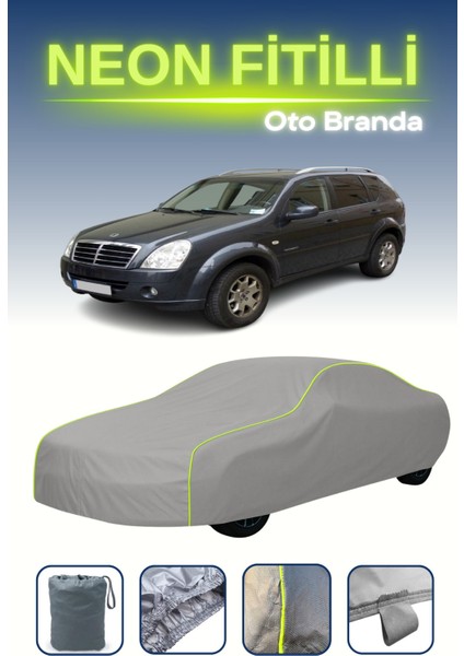 Gri [ssangyong Rexton 2006 - 2018] Uyumlu Neon Fitilli Araba Brandası, Su ve Toz Geçirmez indirimleri