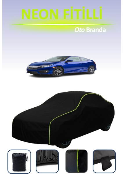 Siyah [honda Civic Coupe 2015 - 2016] Uyumlu Neon Fitilli Araba Brandası, Su ve Toz Geçirmez indirimleri