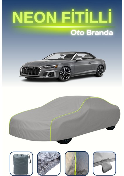 Gri [audi S5 Cabriolet 2016 - 2021] Uyumlu Neon Fitilli Araba Brandası, Su ve Toz Geçirmez indirimleri