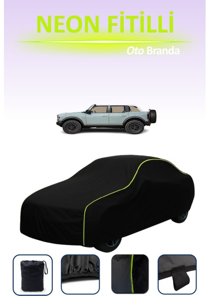 Siyah [ford Bronco 6 Four-Door] Uyumlu Neon Fitilli Araba Brandası, Su ve Toz Geçirmez indirimleri
