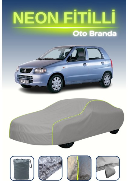 Gri [suzuki Alto 2002 - 2006] Uyumlu Neon Fitilli Araba Brandası, Su ve Toz Geçirmez indirimleri