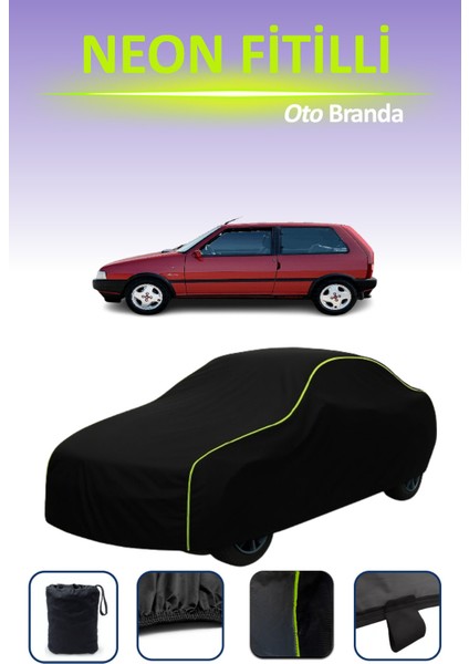 Siyah [fiat Uno 3 Kapılı 1989 - 1994] Uyumlu Neon Fitilli Araba Brandası, Su ve Toz Geçirmez indirimleri