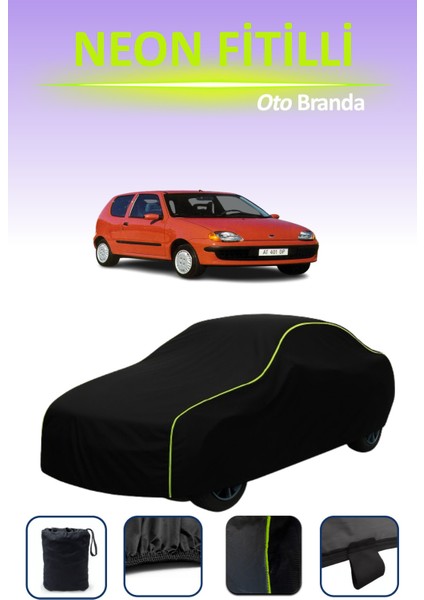 Siyah [fiat Seicento 1998 - 2001] Uyumlu Neon Fitilli Araba Brandası, Su ve Toz Geçirmez indirimleri