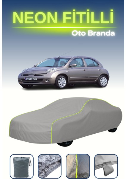Gri [nissan Micra 5 Kapılı 2005 - 2007] Uyumlu Neon Fitilli Araba Brandası, Su ve Toz Geçirmez indirimleri