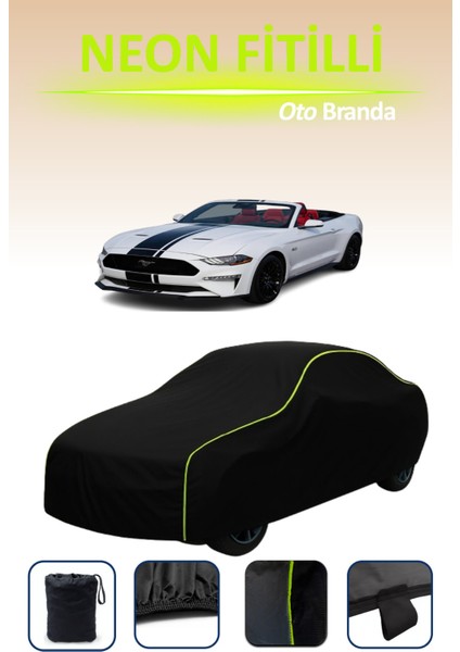 Siyah [ford Mustang Convertible Vı] Uyumlu Neon Fitilli Araba Brandası, Su ve Toz Geçirmez indirimleri