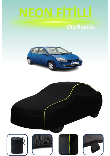 Siyah [renault Scenic 2003 - 2009] Uyumlu Neon Fitilli Araba Brandası, Su ve Toz Geçirmez indirimleri