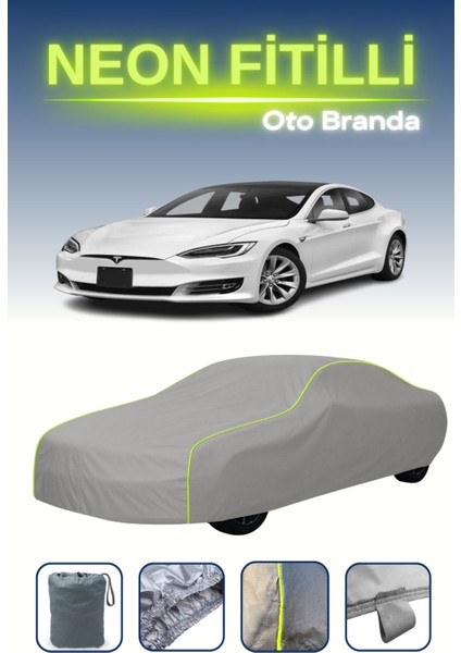 Gri [tesla Motors Model S 2016 - 2021] Uyumlu Neon Fitilli Araba Brandası, Su ve Toz Geçirmez indirimleri