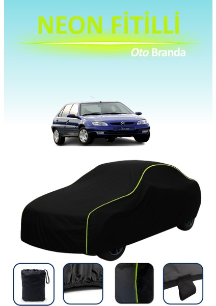 Siyah [citroen Saxo 5 Kapılı 1998 - 2002] Uyumlu Neon Fitilli Araba Brandası, Su ve Toz Geçirmez indirimleri
