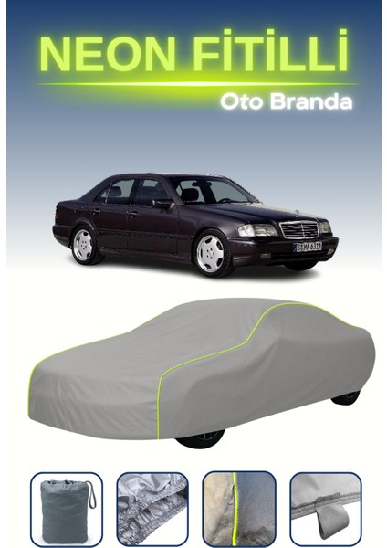 Gri [mercedes C 43 Amg (W202) 1997 - 2000] Uyumlu Neon Fitilli Araba Brandası, Su ve Toz Geçirmez indirimleri