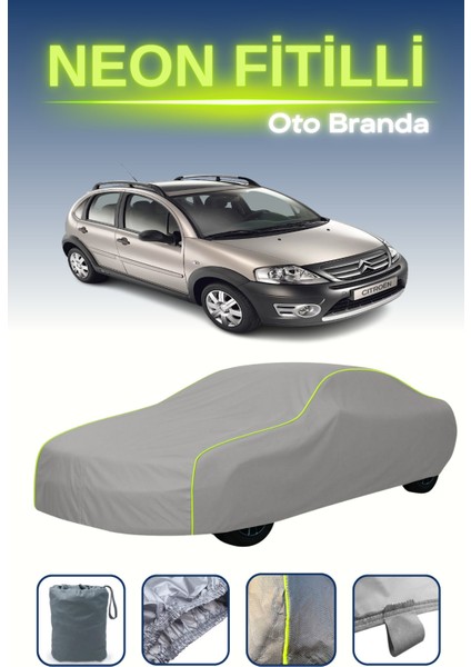 Gri [citroen C3 X-Tr 2005 - 2009] Uyumlu Neon Fitilli Araba Brandası, Su ve Toz Geçirmez indirimleri