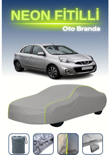 Gri [nissan Micra 2013 - 2017] Uyumlu Neon Fitilli Araba Brandası, Su ve Toz Geçirmez indirimleri
