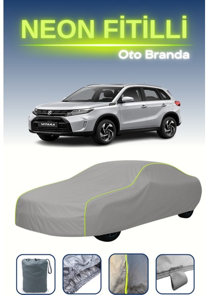 Gri [suzuki Vitara 2014 - 2021] Uyumlu Neon Fitilli Araba Brandası, Su ve Toz Geçirmez indirimleri