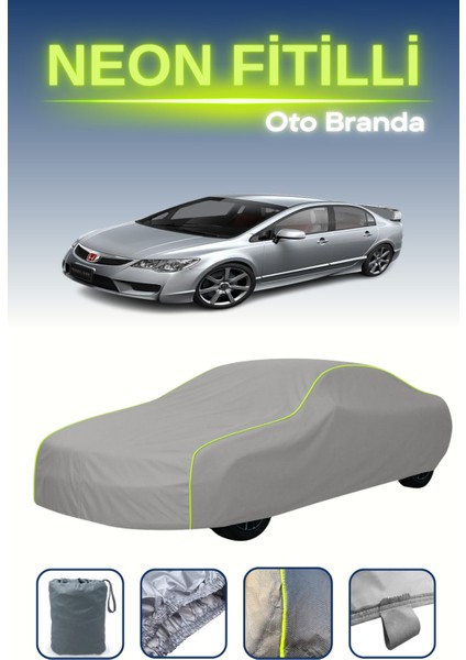 Gri [honda Civic Type-R 2008 - 2010] Uyumlu Neon Fitilli Araba Brandası, Su ve Toz Geçirmez indirimleri