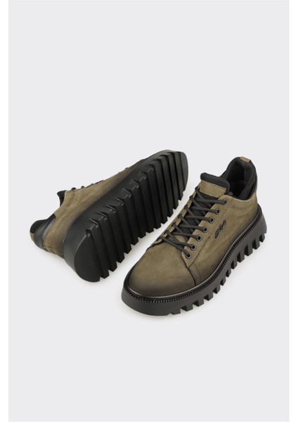 Haki Deri Erkek Spor Ayakkabı modelleri