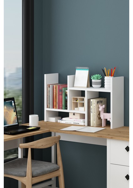 Gena Kitaplık Masa Üstü Raflı