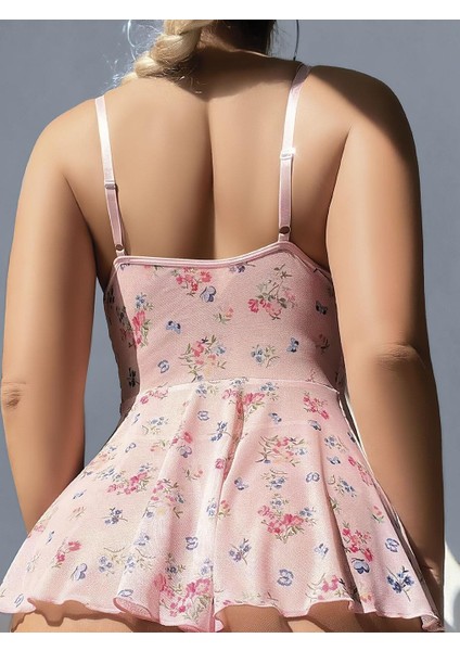 Arias Closet Pembe Dantel Işlemeli Çiçek Desenli Fantezi Gecelik fiyatları