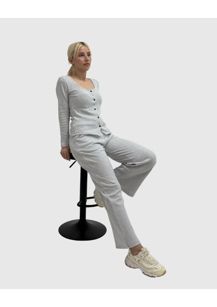 Kadınlar Için Basic Uzun Kollu Bluz - Pantolon Takım