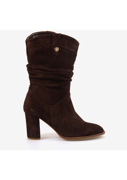 Hakiki Deri Süet Kadın Çizme 25-100670K