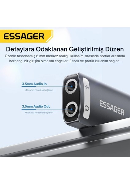 2in1 USB To 2x 3.5mm Aux Çevirici Adaptör, Kulaklık ve Mikforon Çevirici, Harici Ses Kartı fiyatları