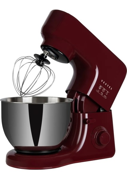 Standlı Mikser 1000W 5 L Paslanmaz Çelik Kase Tarçın Bordo Renk Ayarlanabilir Hız fırsatları