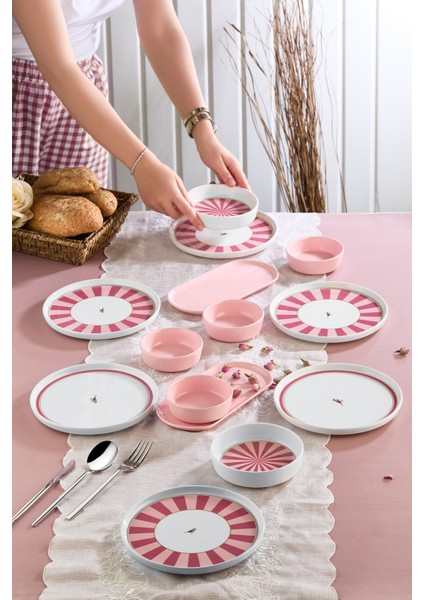 Lovely Birds Kahvaltı Takımı 14 Parça 6 Kişilik Pembe Beyaz Seramik Set fiyatları