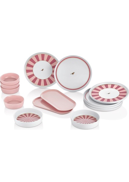 Lovely Birds Kahvaltı Takımı 14 Parça 6 Kişilik Pembe Beyaz Seramik Set fırsatları