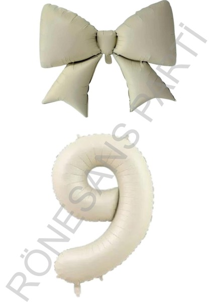 Krem Renk Fiyonk Rakam Folyo Balon Seti Yaş 8