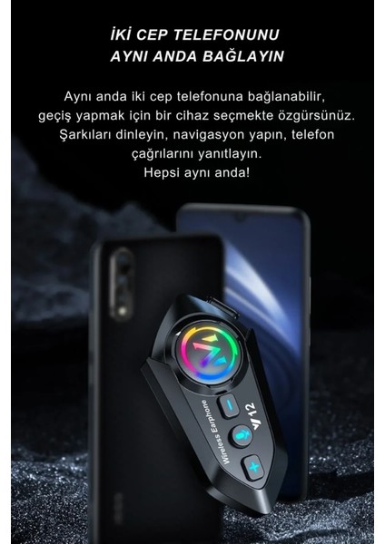 Motorsiklet Rgb Işıklı Kask Interkom Kulaklık Bluetooth 5.3 Çift Telefon Bağlantı Sesli Asistan fırsatları
