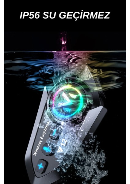 Motorsiklet Rgb Işıklı Kask Interkom Kulaklık Bluetooth 5.3 Çift Telefon Bağlantı Sesli Asistan