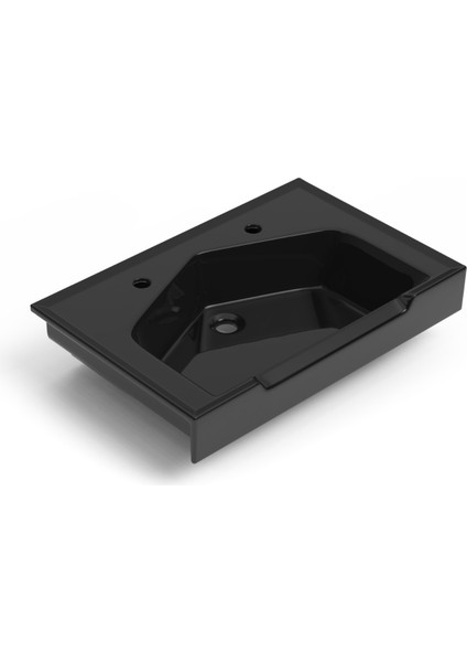 Seramik Kuaför Lavabosu 65 cm Siyah Erkek Kare Lavabo
