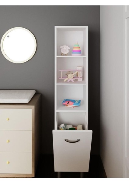 Açık Raflı Çamaşır Sepetli Kirli Sepeti Çocuk Odası Dolabı modelleri