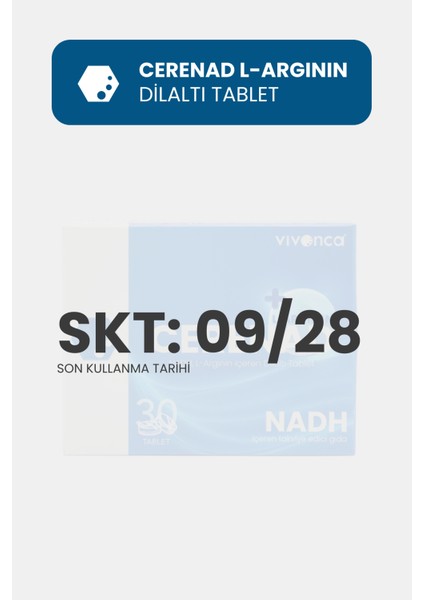 2'li Cerenad+ L-Argının Dilaltı Tablet, Nadh ve L-Arginin Içeren Takviye Edici Gıda