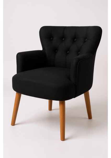 Roma Berjer Modern Tekli Koltuk -Babyface Kumaş - Ahşap Demonte Ayak - Siyah Renk modelleri