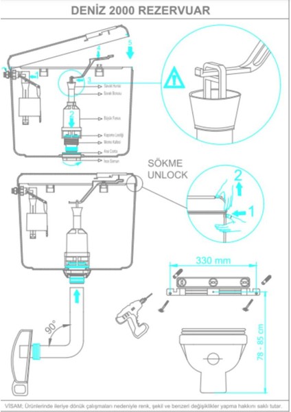 2000 Beyaz Plastik Deniz Rezervuarı - Kapağı Olan, Dayanıklı (1 Adet) fırsatları