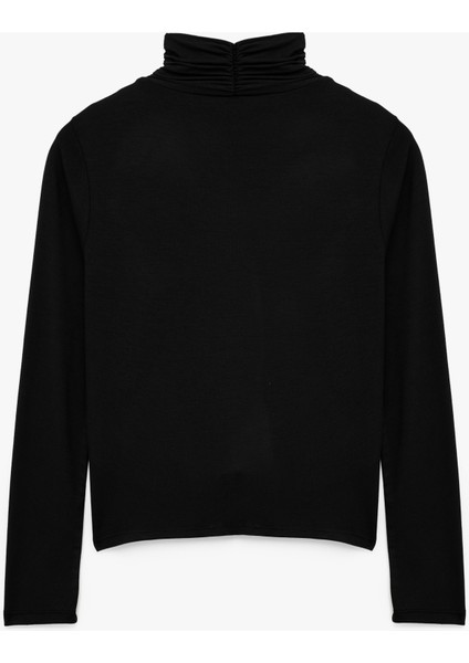 Uzun Kollu Slim Fit Drapeli Dik Yaka Tişört fırsatları