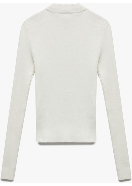 Hafif Dik Yaka Uzun Kollu Triko Kazak fiyatları