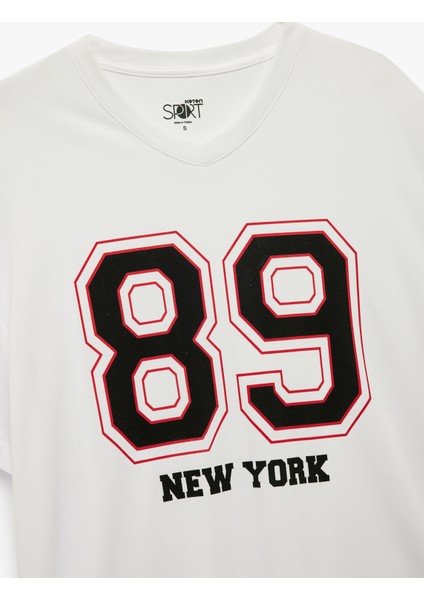 Regular Fit Kısa Kollu V Yaka Baskılı Spor Tişört modelleri