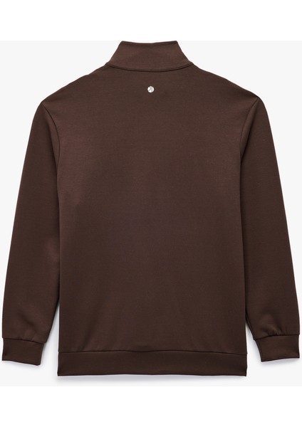 Pamuklu Uzun Kollu Dik Yaka Oversize Yarım Fermuarlı Spor Sweatshirt indirimleri