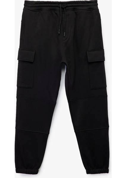 Şardonlu Kargo Cepli Beli Bağcıklı Jogger Eşofman Altı