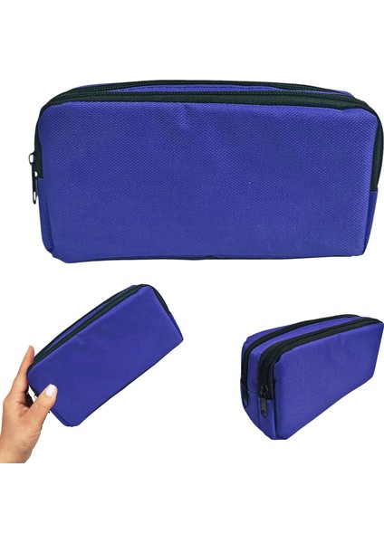 Mavi Kalem Kutusu ( Iki Bölmeli ) Çift Gözlü Kalemlik