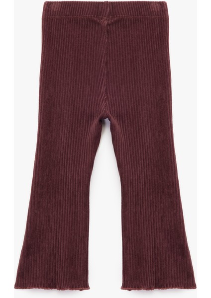 Pamuklu Beli Lastikli Ispanyol Paça Basic Kadife Tayt fiyatları